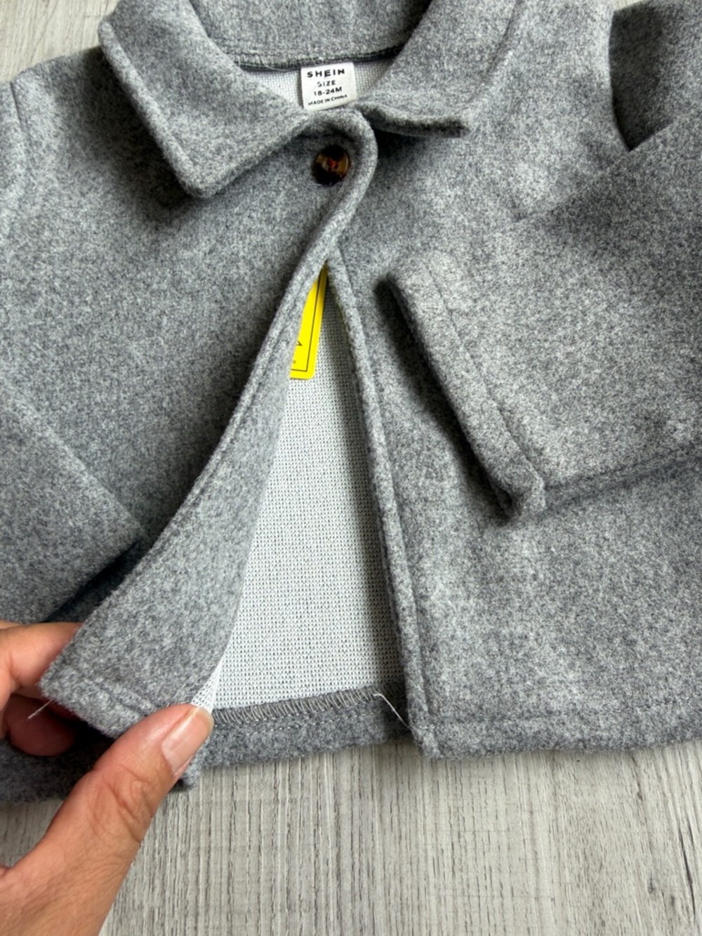 SHEIN Gray Girls' Pea Coat - Picture 4 of 6